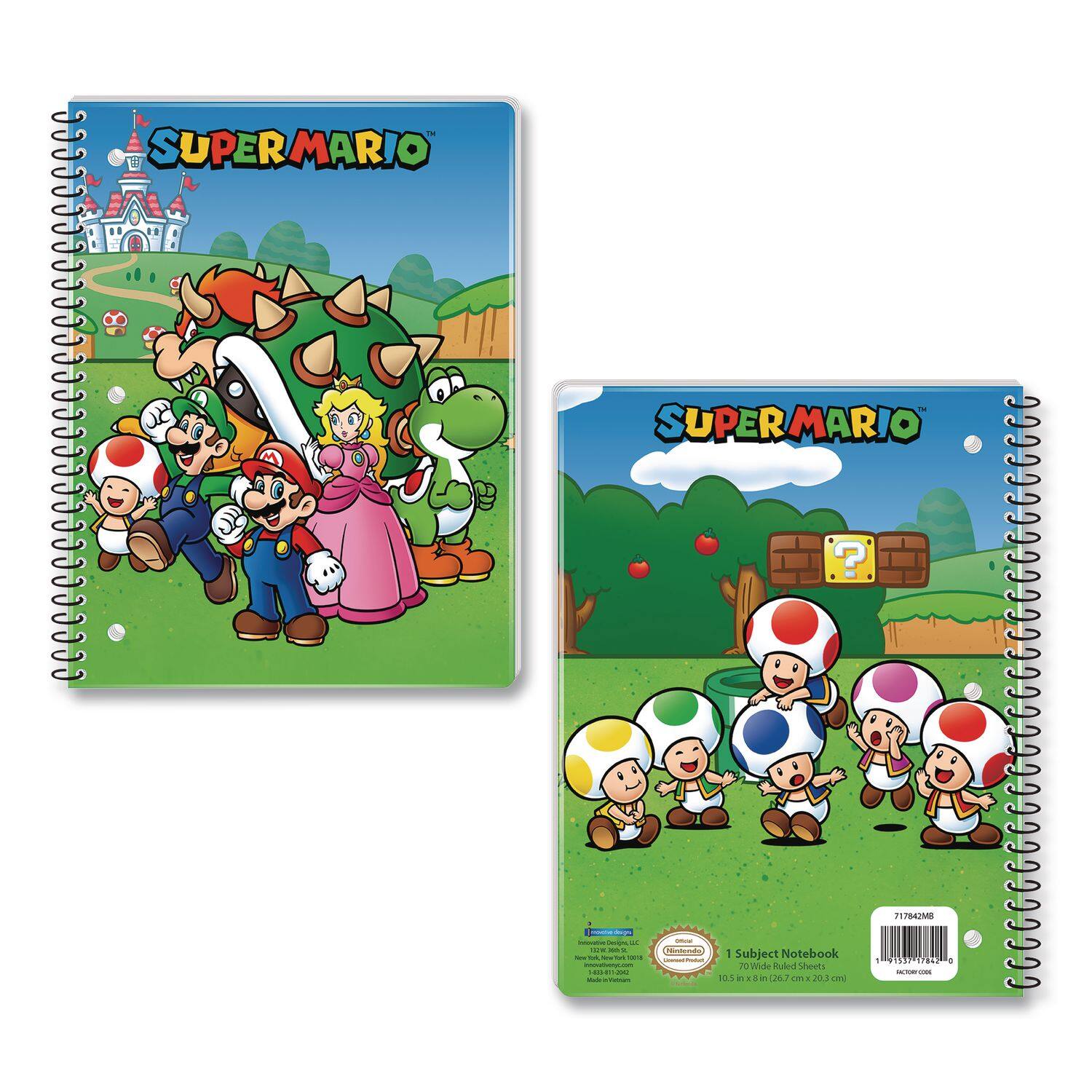 SUPER MARIO  
717842MB  
Subject Notebook  
70 Wide Ruled Sheets  
10.5 x 8 in (26.7 cm x 20.3 cm)  
Hoerae