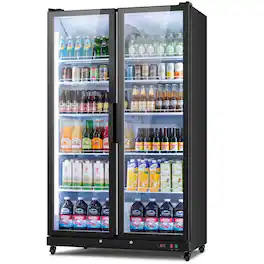 Yeego - Commercial Merchandiser Refrigerator, 27.12 Cu. Ft., LED Lighting & Adjustable Shelves – Perfect for Store, Bar - Black