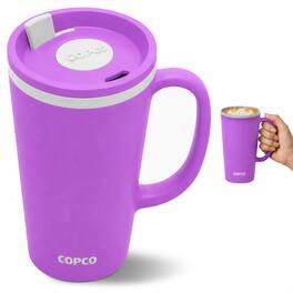 Copco - Insulated Travel Mug with Handle, 16 oz -Double Wall, Twist-Off Lid & Slide Closure - Purple