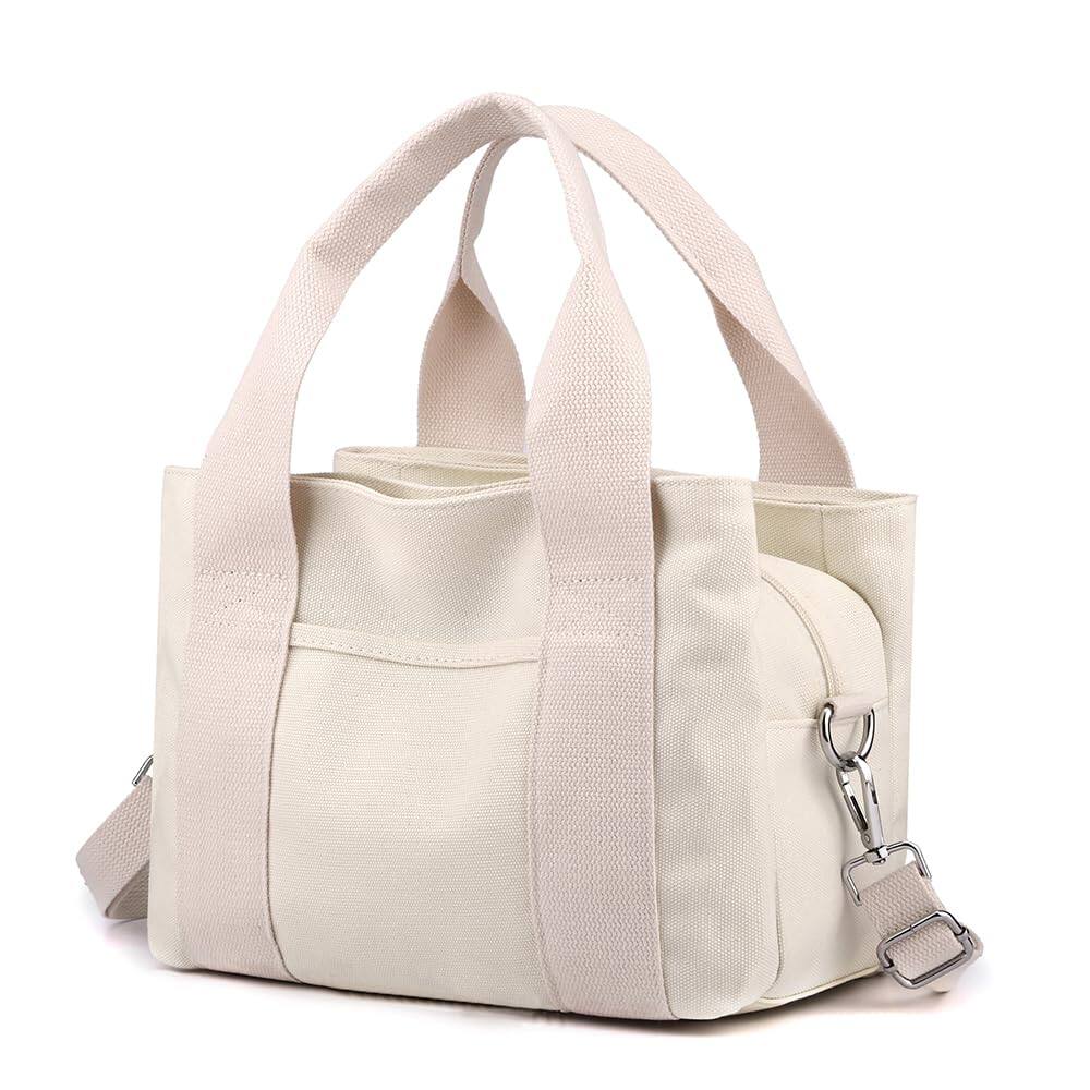Front. Live At Space - Canvas Messenger Bags For Women Tote Crossbody Shoulder Bag Satchel Purse 【Light as Air, Ready for Anything】Made from - B-beige.