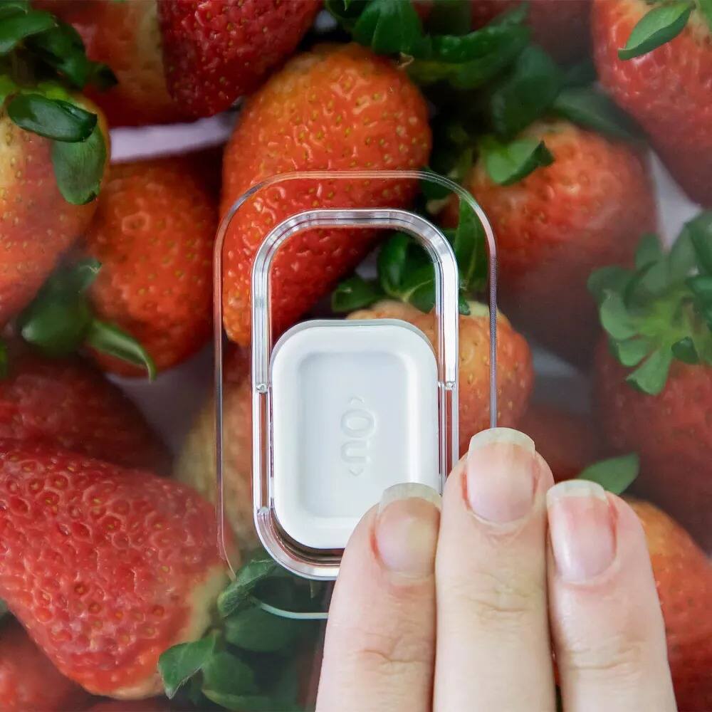 Alt View 2. OU - OU Fridge Organizer Set with Lids, Refrigerator Storage Bins with Drainer Tray and Vent Lid, 5 Pack - Clear.