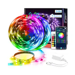 PRIMEPLUS - 100ft RGB LED Strip Lights – 2835 SMD, APP & 24-Key IR Remote, 24V, 2700K-7000K Tunable White, Timer & Group Control