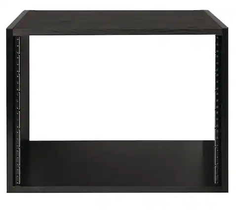 Front. Gator - 8U Wooden Studio Rack, with Sleek Black Oak Laminate Finish, Ideal for Professional Audio Setups, Durable and Stylish.