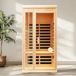 Boyel Living - One Person Infrared Hemlock Sauna with APP and LED Color Light Control - Natural