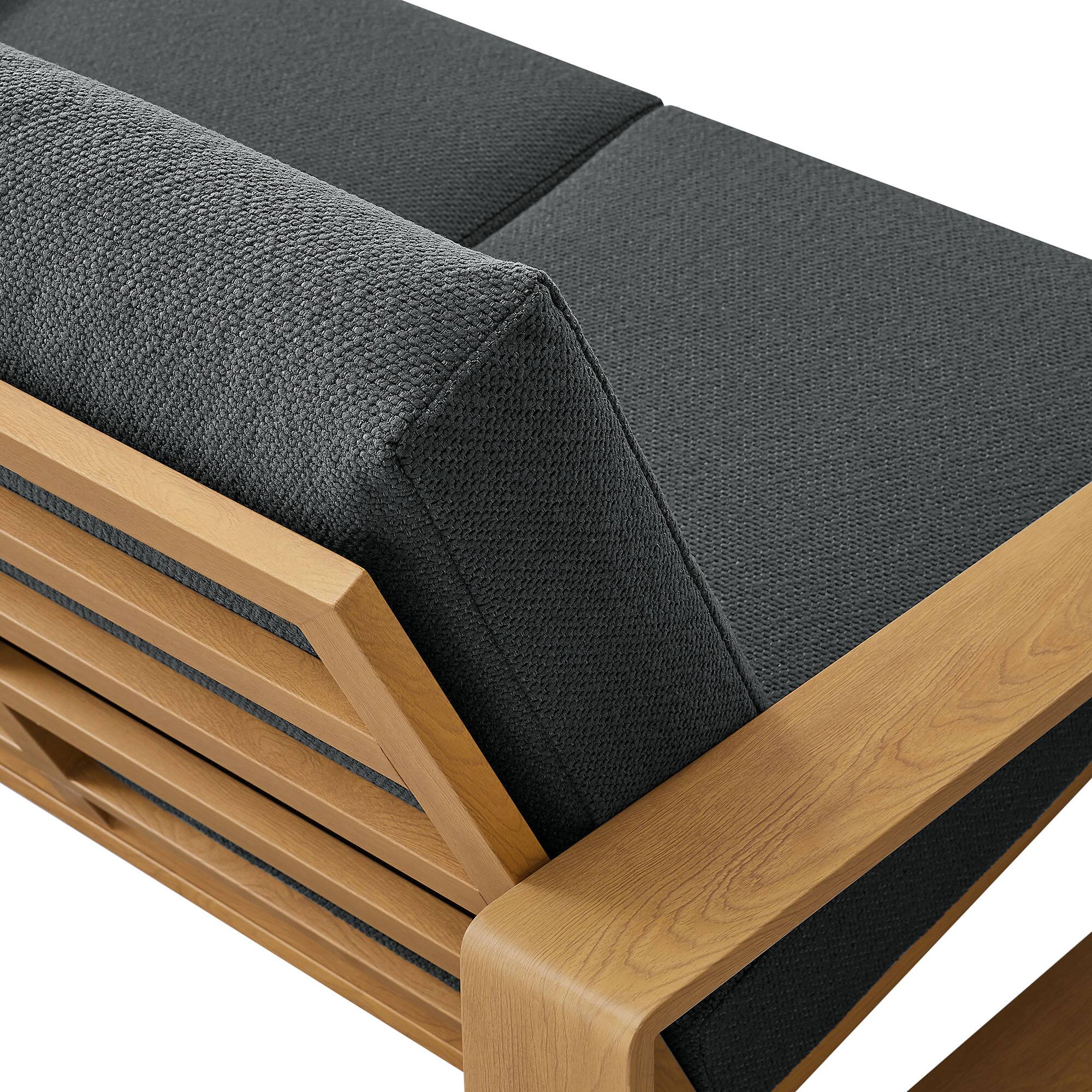 Alt View 5. Modway - Lirienne Outdoor Patio Aluminum Faux Wood Loveseat by Modway - Charcoal Natural.