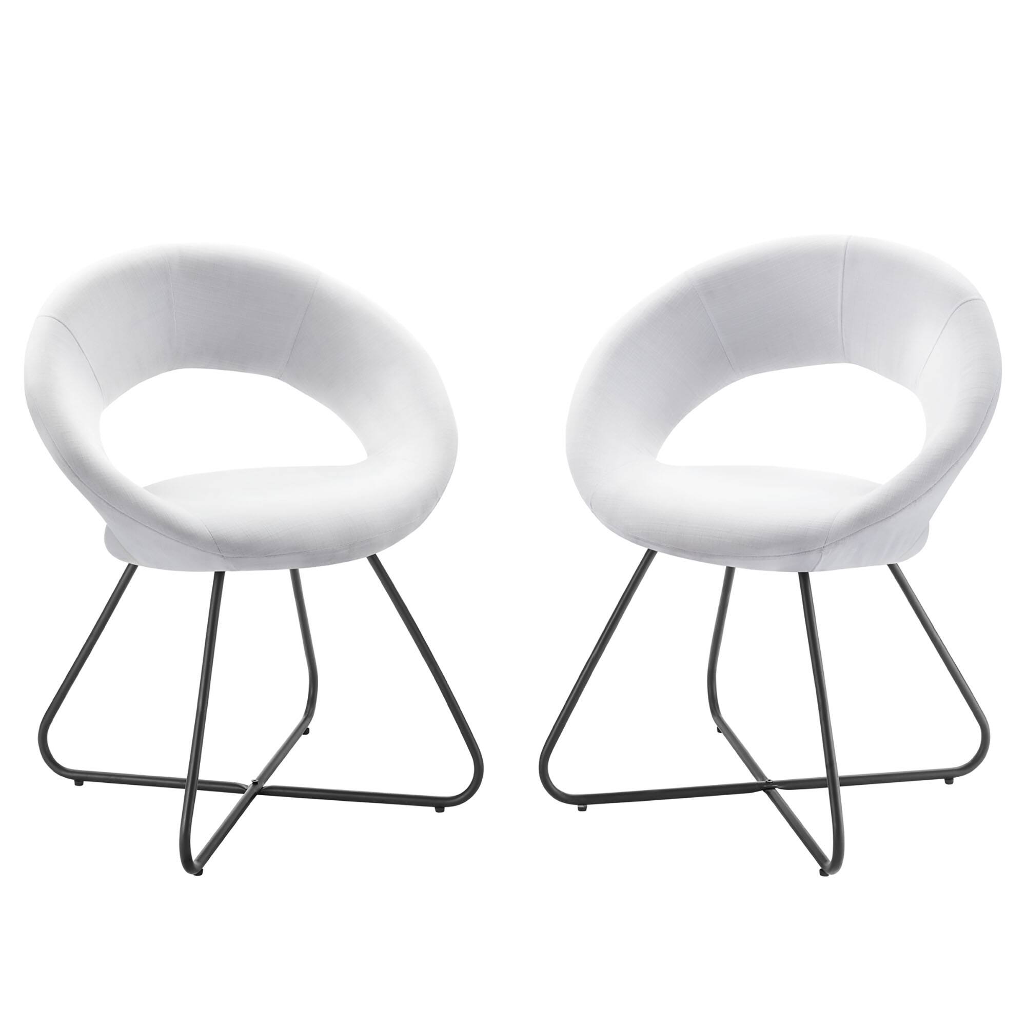Angle. Modway - Nouvelle Upholstered Fabric Dining Chair Set of 2 by Modway - Black White.