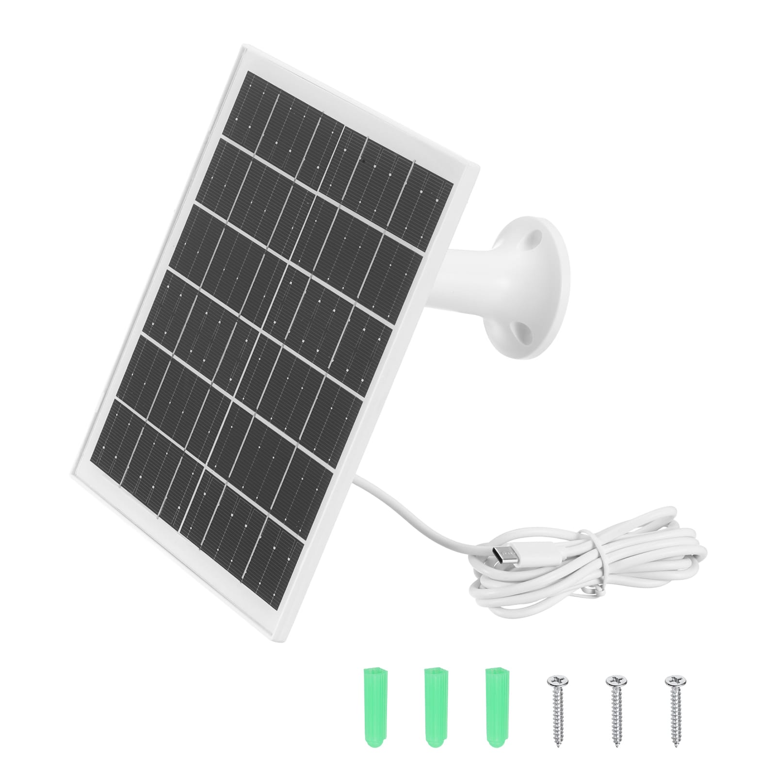 Unique Bargains - Solar Panel for Ring Camera, 5W 6V USB Solar Panel Charger with 6ft Type-C Port Cable 360°Adjustable Wall Mount - White