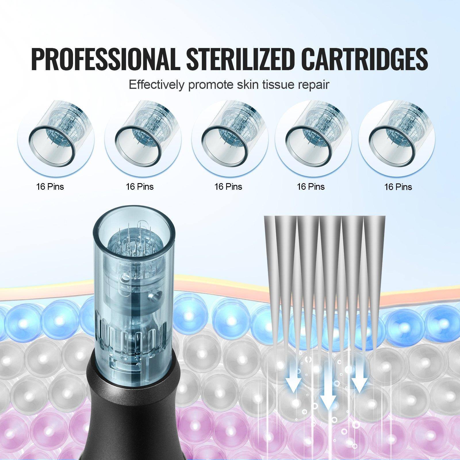 PROFESSIONAL STERILIZED CARTRIDGES  
Effectively promote skin tissue repair  
16 Pins  
16 Pins  
16 Pins  
16 Pins  
16 Pins