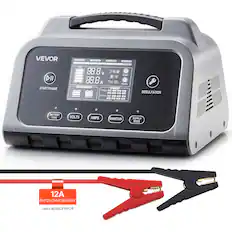 VEVOR
START/PAUSE
CHARGING MAINTAIN DESULFATION
BATTERY TYPE: Lead-acid/LiFePO4
VOLTS: 88.8 V
AMPS: 88.8 A
MAINTAIN
SUPPLY MODE
12A
6V/12V/24V/36V/48V
Lead-acid/LiFePO4