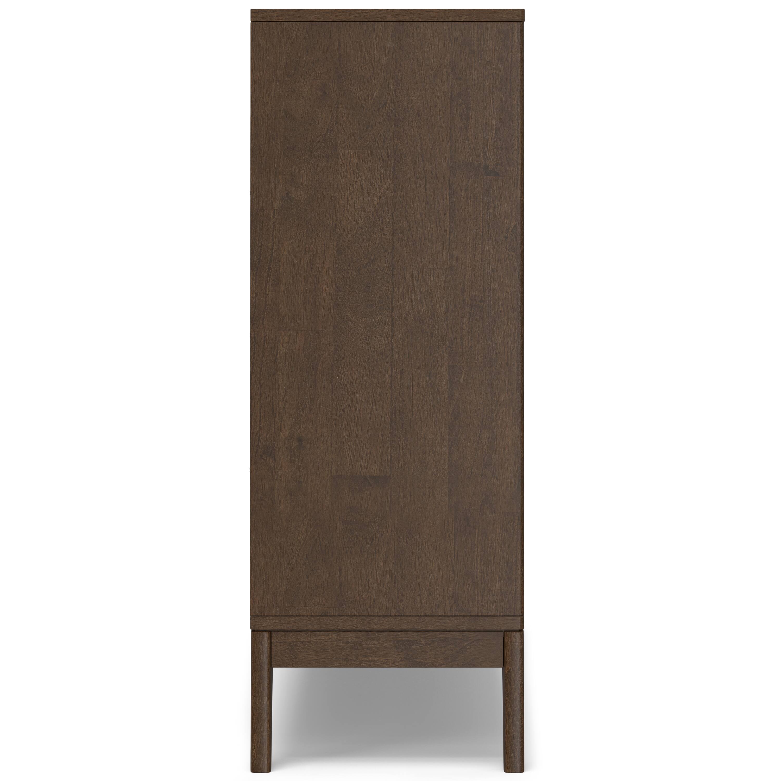 Alt View 2. Simpli Home - Harper SOLID HARDWOOD 43 inch x 42 inch Mid Century Modern Low 6 Cube Storage with Drawers in Walnut Brown - Walnut Brown.