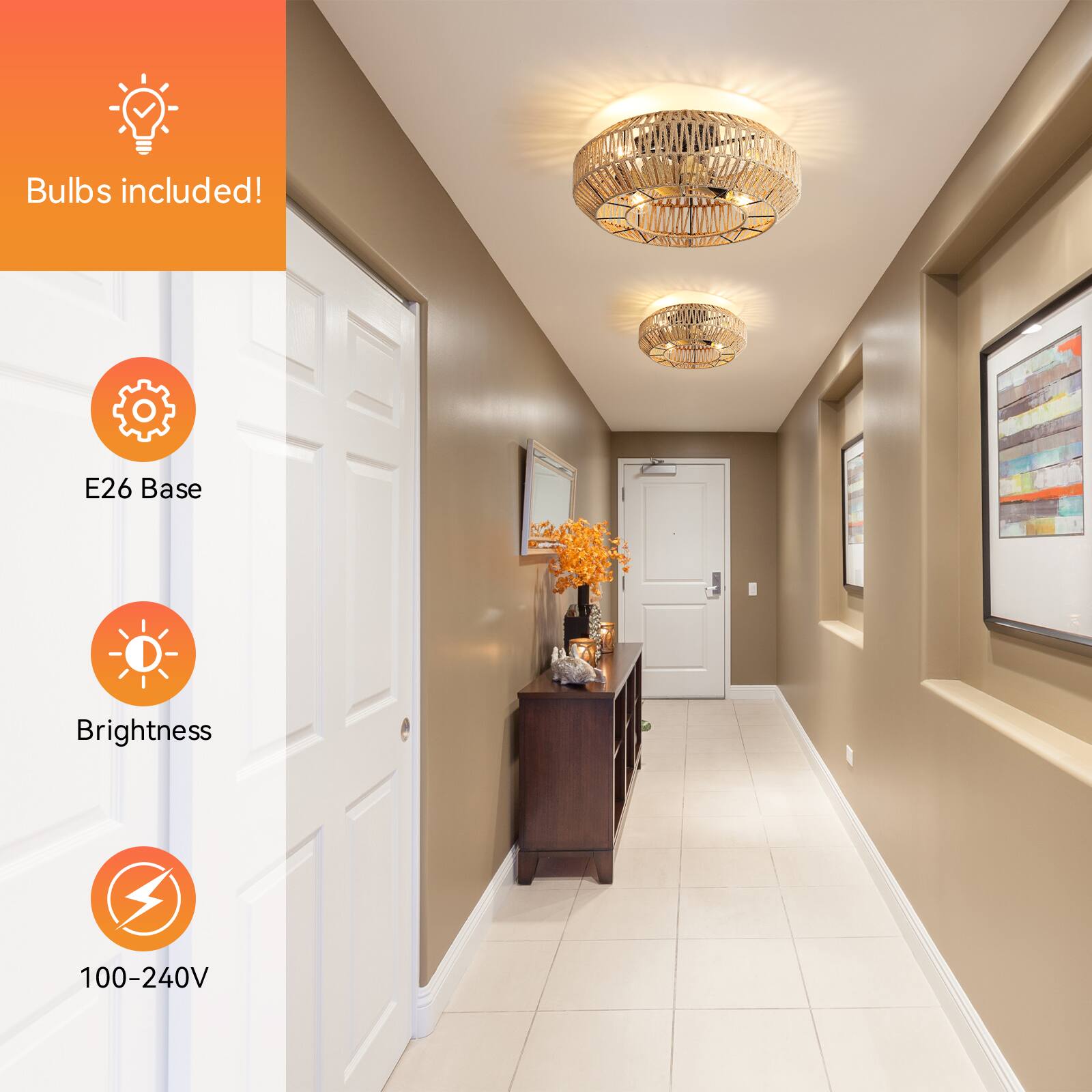 Bulbs included!

E26 Base

Brightness

100-240V