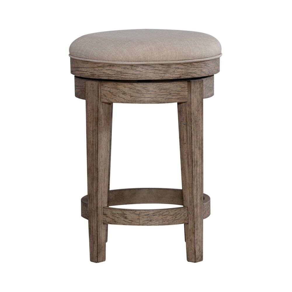 Left. Liberty Furniture Industries - City Scape Upholstered Console Swivel Stool 25" Burnished Beige Oak - Burnished Beige.