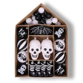 OrnamentallyYou - Halloween Skeleton Black and White Ornament Set - Multi-colored