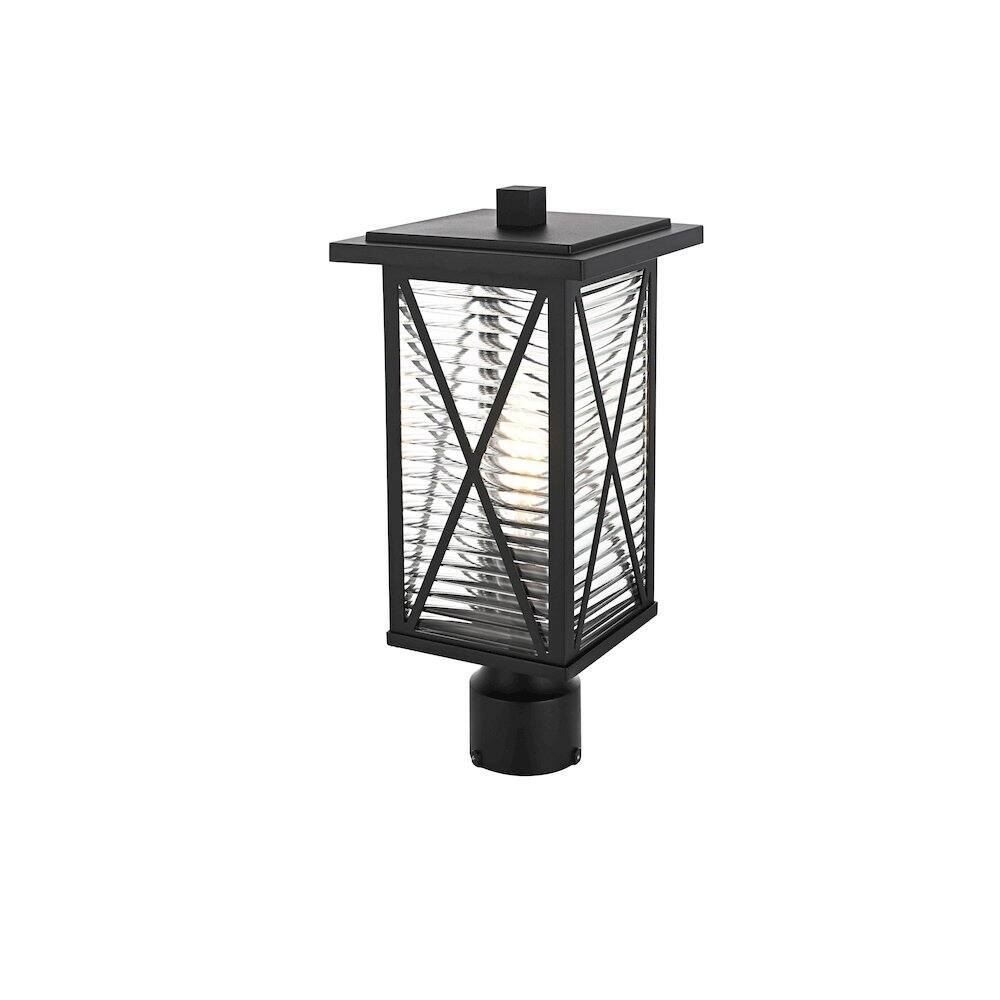 Angle. Elegant Lighting - Jada 16 inch Outdoor Post light in Black - Black And Clear.