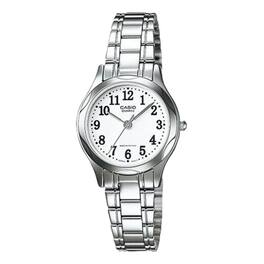 Casio - Women’s White Dial Stainless Steel Bracelet Watch - LTP-1275D-7B - Silver