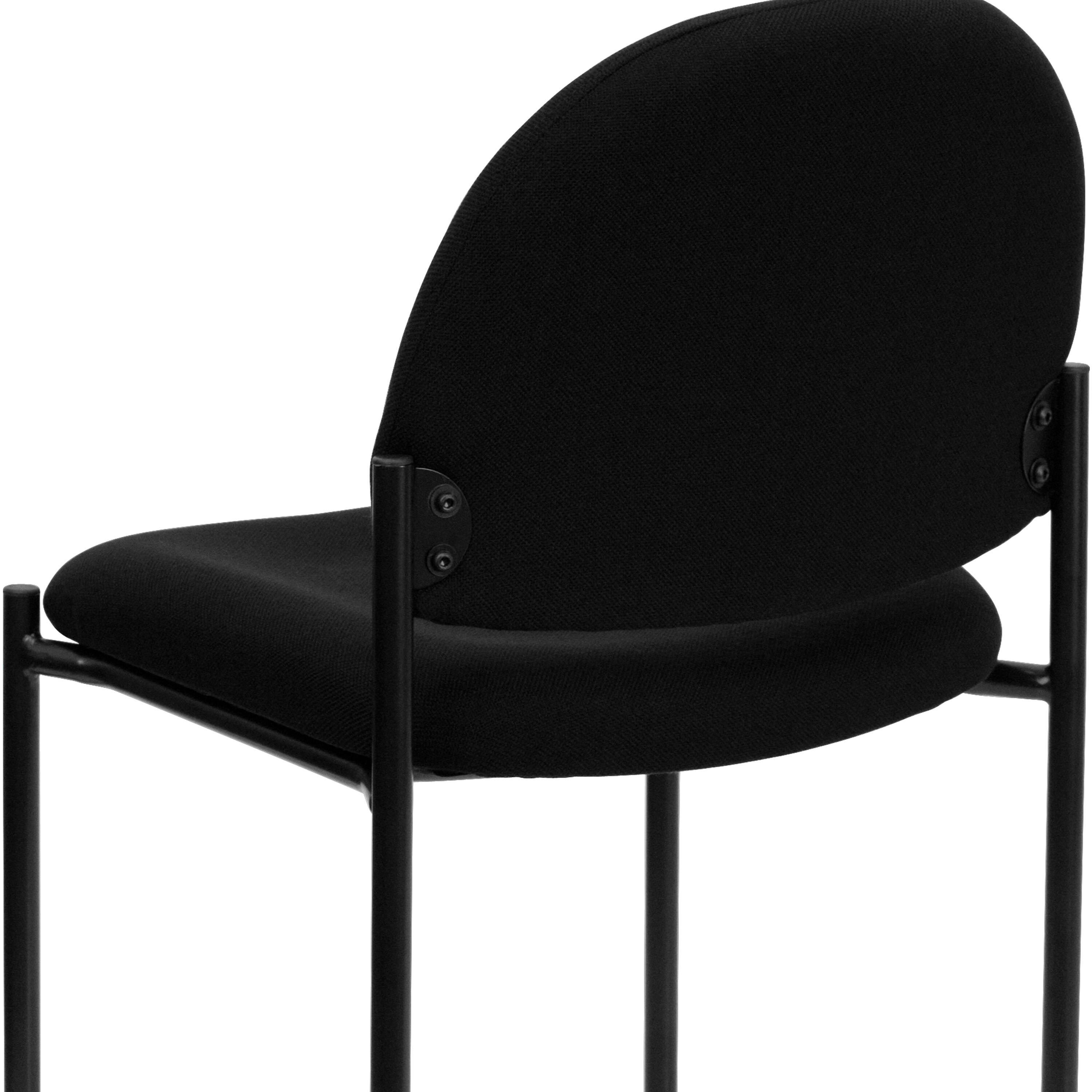 Alt View 9. Emma + Oliver - Comfort Stackable Steel Side Reception Chair - Black Fabric.