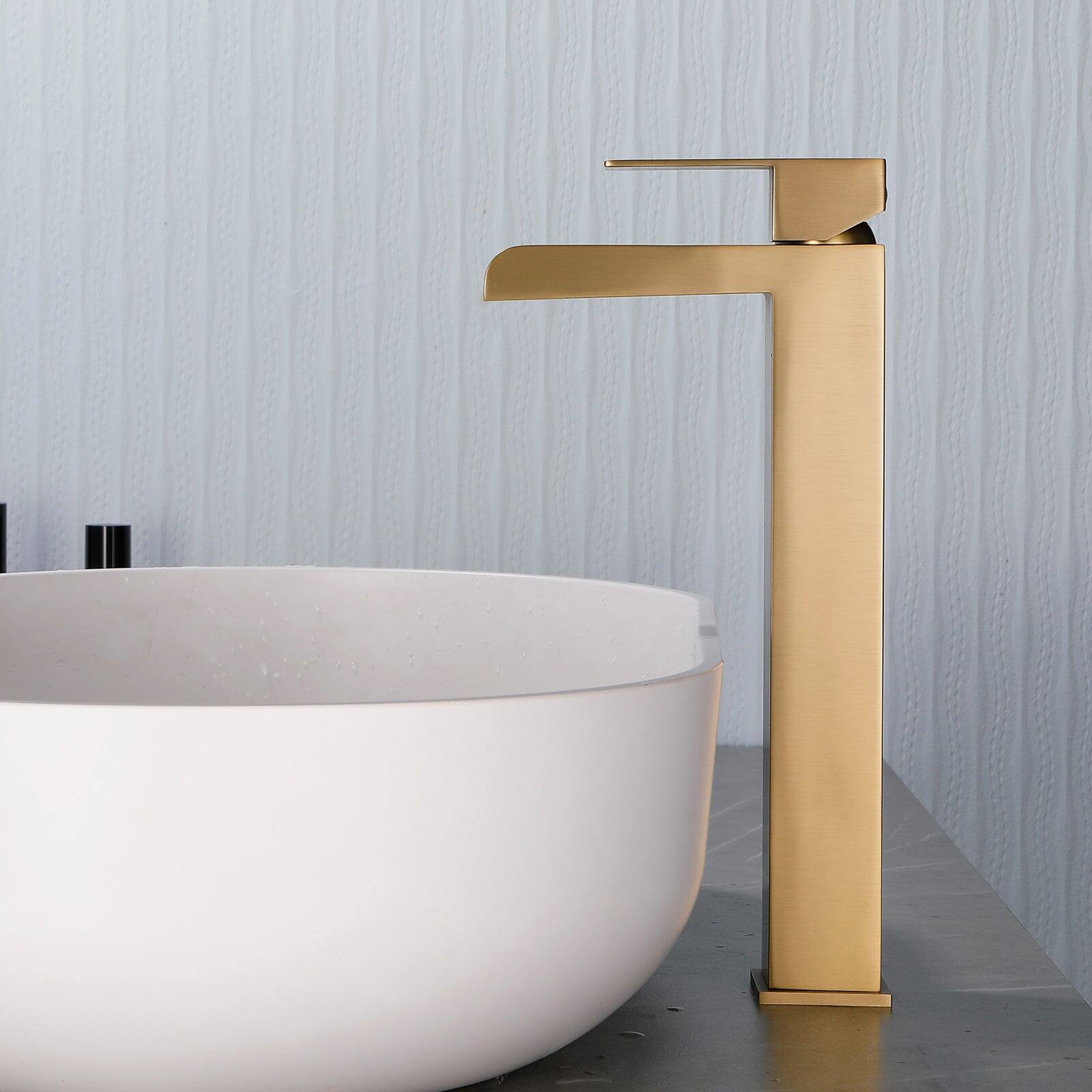 Alt View 4. Boyel Living - Brushed Gold Faucet SUS304 Waterfall Spout cUPC Cartridge 60cm Supply Line Pop Up Drain - Brushed Gold.