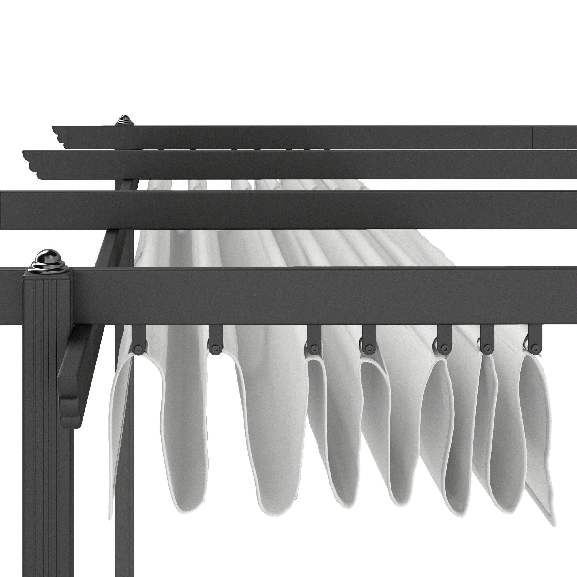 Alt View 4. Outsunny - 13' x 13' Retractable Pergola Canopy with Stronger Aluminum Frame, Outdoor Pergola Sun Shade Shelter - White.