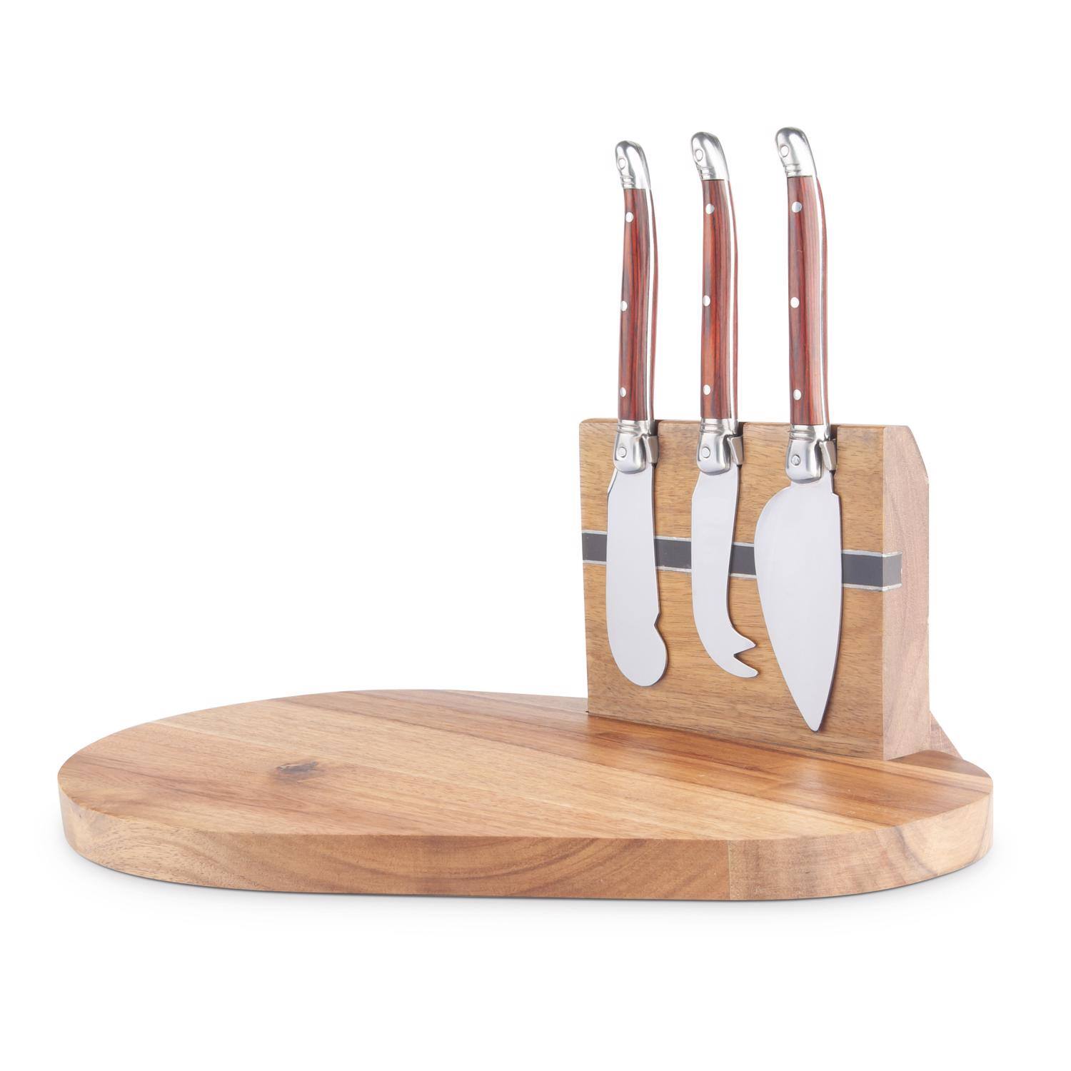 Angle. Final Touch - Final Touch 10 in. L X 7.3 in. W X 0.5 in. Wood Cheese Board with Slicer.