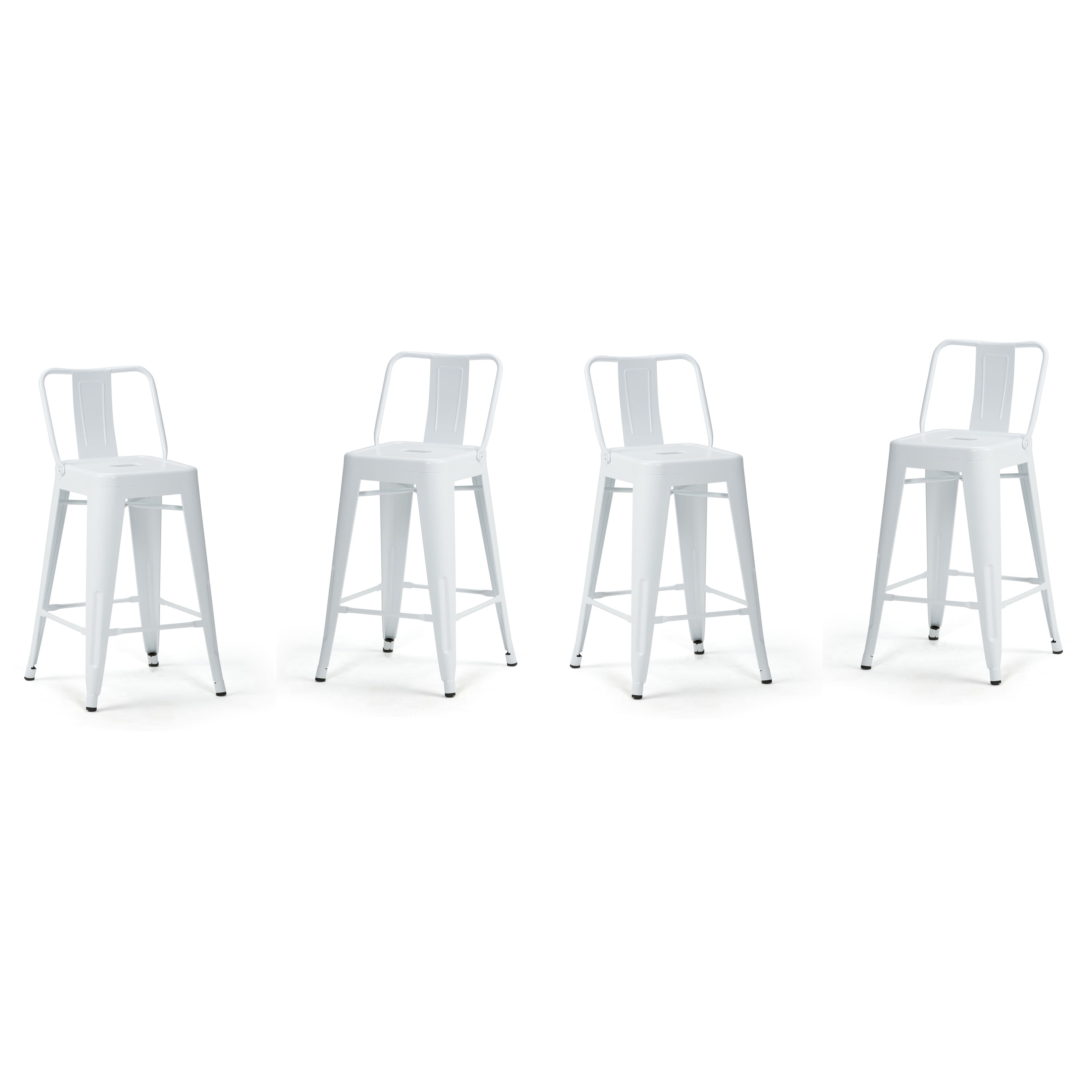 Simpli Home - Rayne Metal Counter Height Stool (Set of 4) - White - Front_Zoom