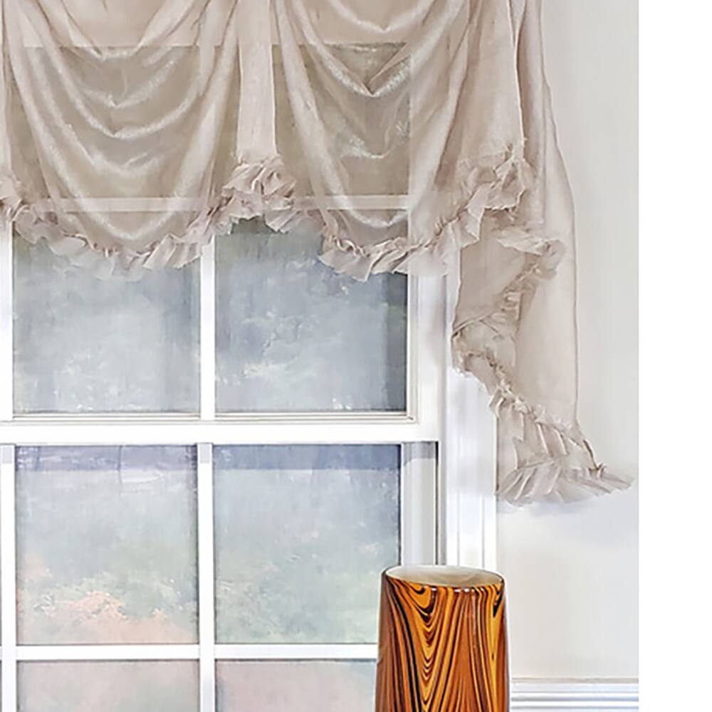 Left. RLF Home - RLF Home Luxurious Modern Design Classic Sheers Victory Swag 3-Scoop Window Valance 50" x 25" Taupe - Taupe.