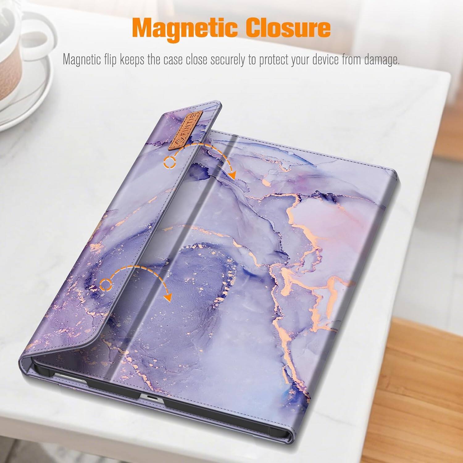 Magnetic Closure  
Magnetic flip keeps the case close securely to protect your device from damage.