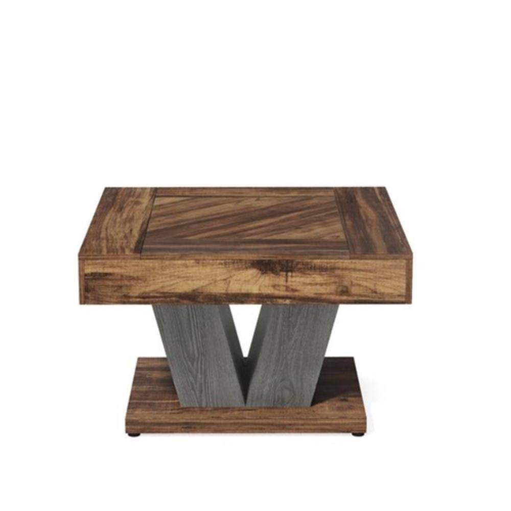Hivvago - Square Farmhouse Coffee Table in Brown Black Wood Finish - Brown, Black