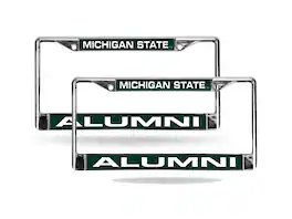 Rico Industries - Michigan State Spartans Alumni Chrome Metal Laser Cut License Plate Frame - Set of 2 Frames - Multi