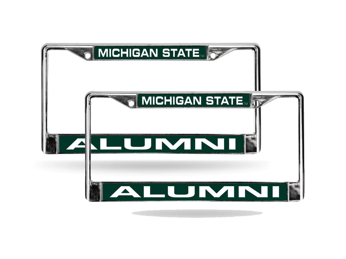 Michigan State Spartans Alumni Chrome Metal Laser Cut License Plate Frame - Set of 2 Frames