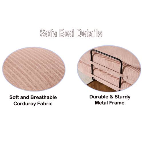 Sofa Bed Details

- Soft and Breathable Corduroy Fabric
- Durable & Sturdy Metal Frame