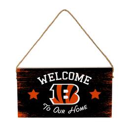 Evergreen Enterprises - Cincinnati Bengals 6" x 11" Welcome Home Wood Wall Sign with Rope Hanger - Multicolor