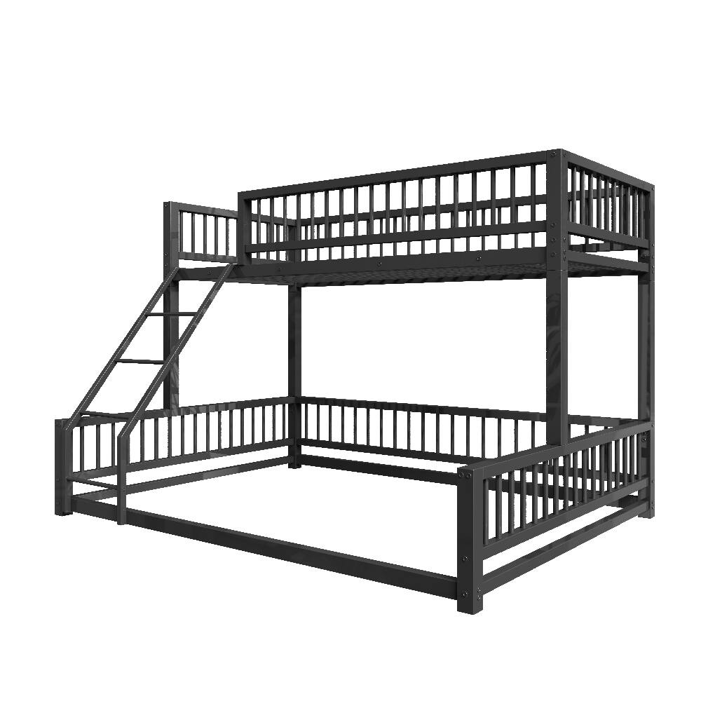 Alt View 10. Loheer - Loheer Twin XL Over Queen Bunk Bed Heavy Duty Metal Frame Black - Black.