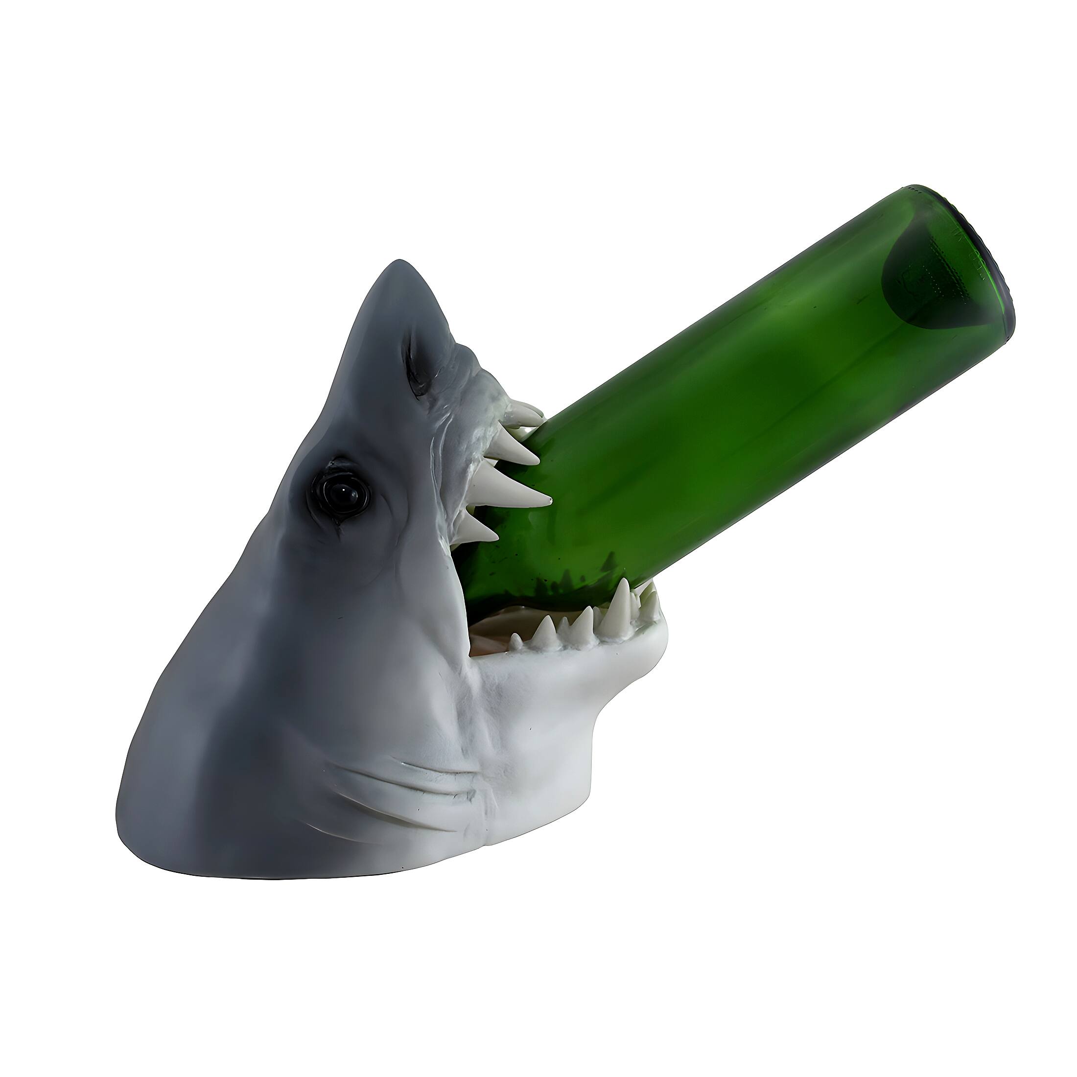 Alt View 3. Zeckos - Parched Predator Shark Head Wine Bottle Holder - Gray.