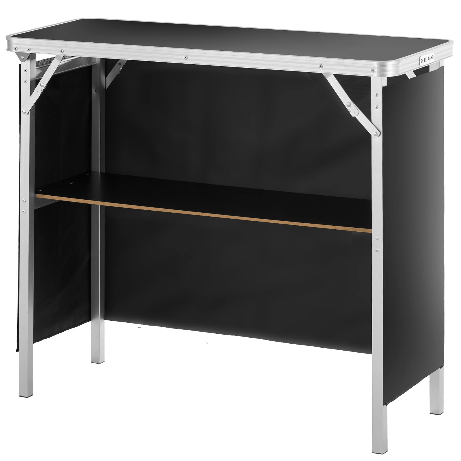 Alt View 5. VEVOR - Folding Portable Bar Table, Tradeshow Podium Table for Indoor, Outdoor, Party, Picnic, Exhibition,Includes Carrying Case - Black.