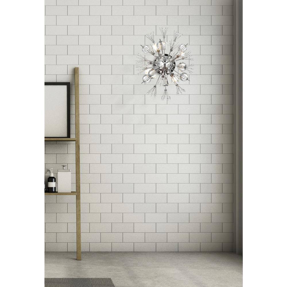 Angle. Elegant Lighting - Vera 19 Inch Crystal Starburst Wall Sconce In Chrome - Chrome.