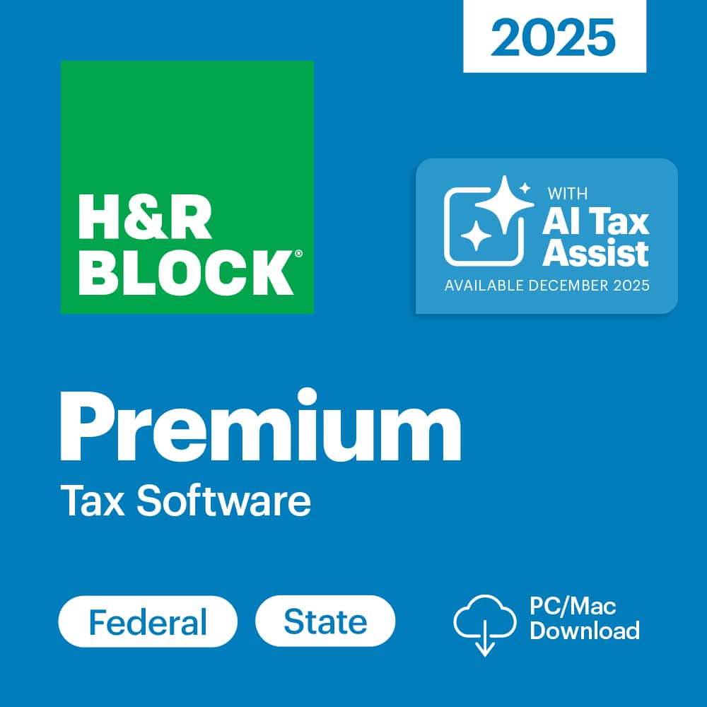 H&R Block 2025  
Premium Tax Software  
Federal State  
PC/Mac Download  
With AI Tax Assist  
Available December 2025