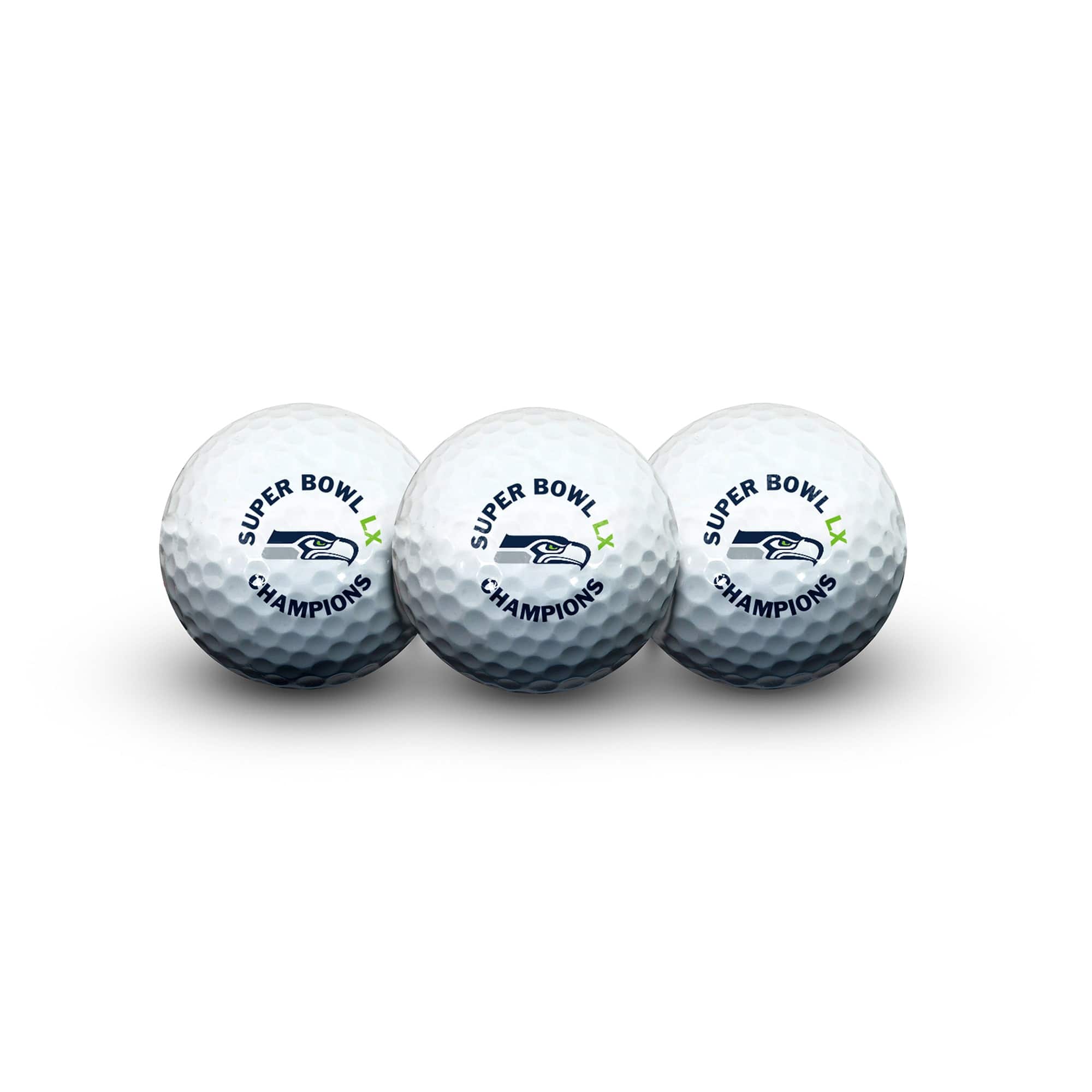 WinCraft - Seattle Seahawks Super Bowl LX Champions Three-Piece Golf Ball Set - Multicolor