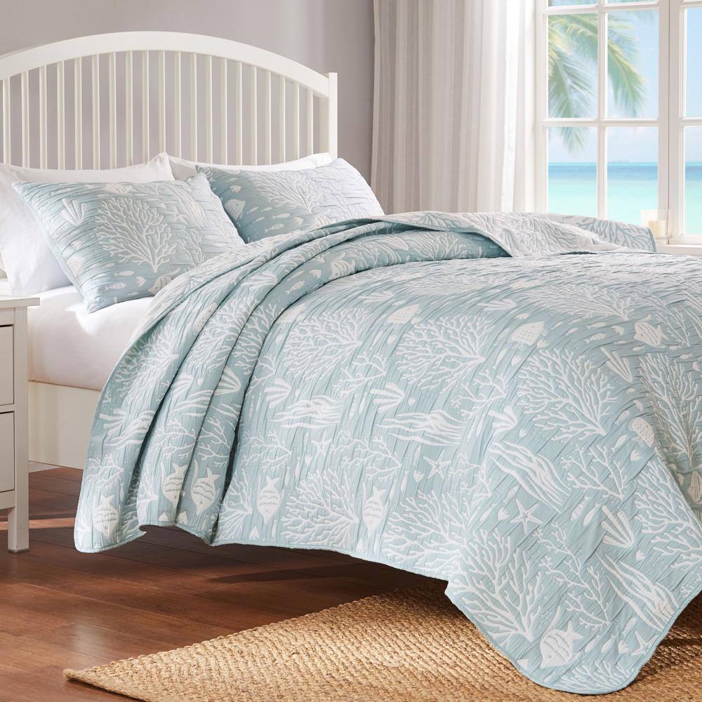 Alt View 1. Greenland Home Fashions - Greenland Home Fashions Marina Luxury Modern Design 3 Pieces Coverlet Set for Bed Full/Queen Seafoam - Seafoam.
