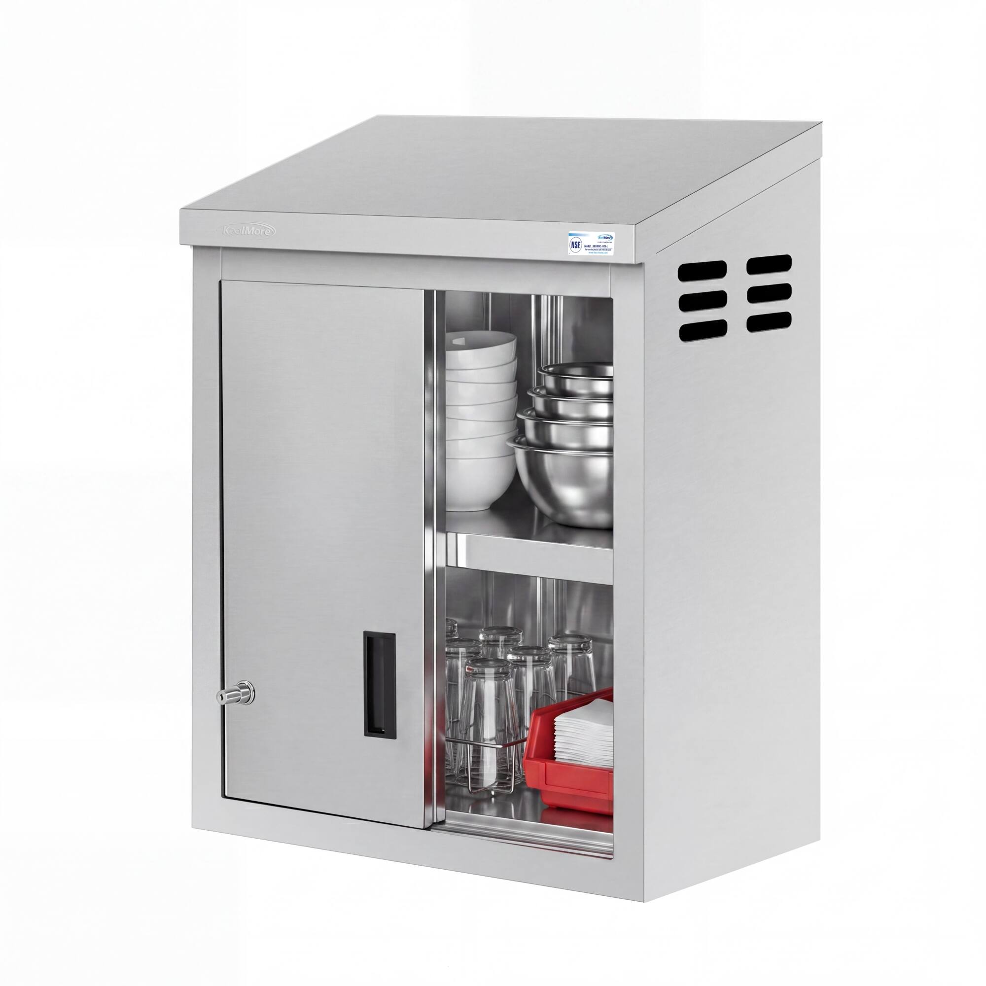 Alt View 2. Koolmore - 24 Inch Stainless Steel Commercial Wall Cabinet with Sliding Doors 15 x 24 NSF - Stainless-Steel.