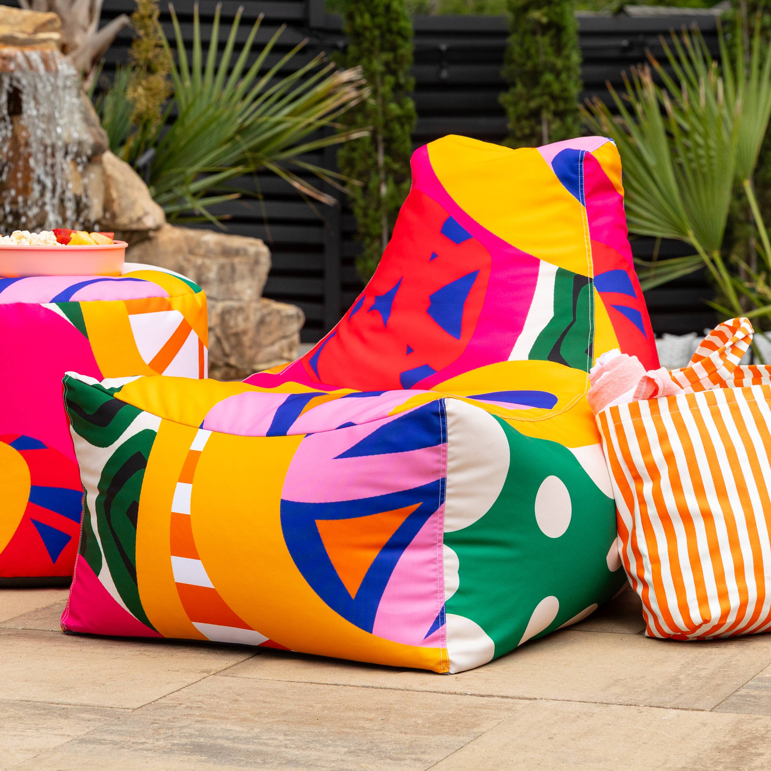 Alt View 4. Jaxx - Jaxx Juniper Outdoor Bean Bag Patio Chair, Zuri Multicolor Pattern - Zuri Multicolor Pattern.