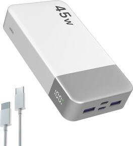 Nobis - 20000mAh 45W USB-C PD Laptop Power Bank with LED Display and 4-Port Fast Charging - White