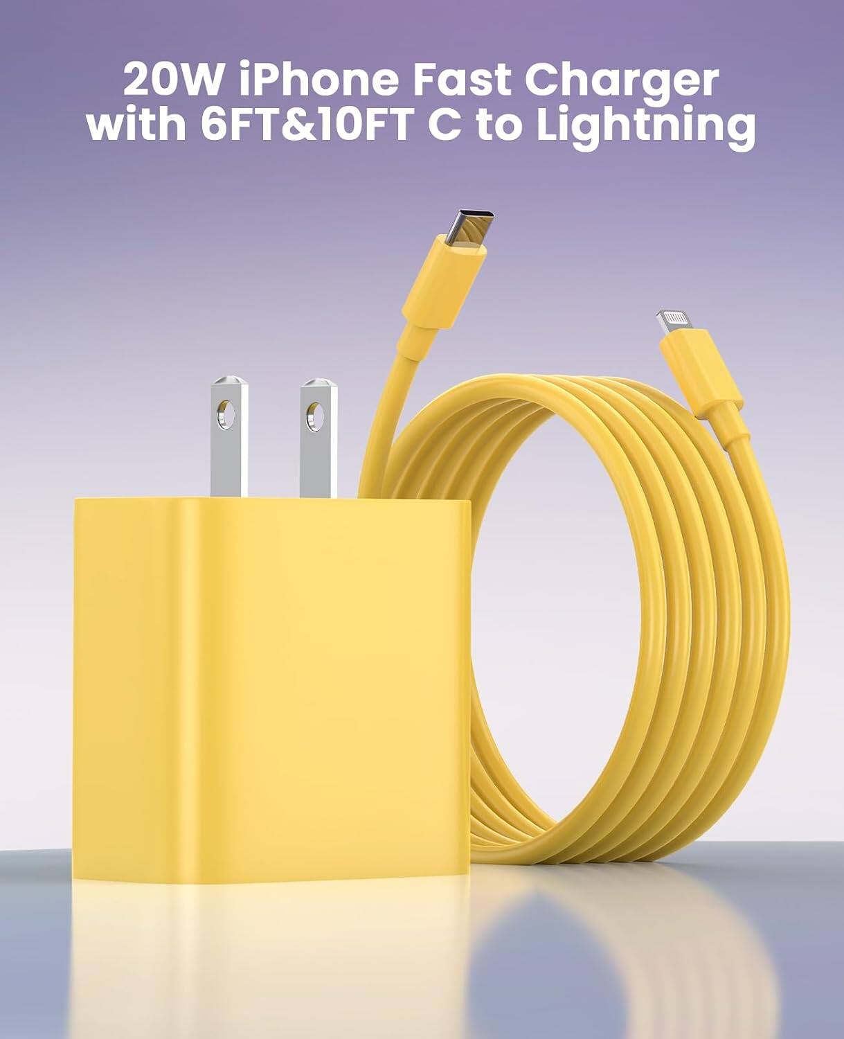 20W iPhone Fast Charger with 6FT&10FT C to Lightning