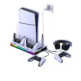 Kitcheniva - Controller Charger Station Vertical Cooling Stand For PS5 Pro/Slim/Disc And Digital - White