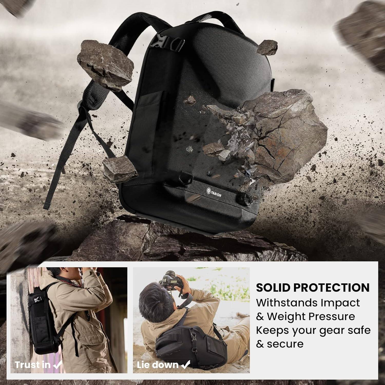CIO TARION KI SOLID PROTECTION  
Withstands Impact & Weight Pressure  
Keeps your gear safe & secure  

Trust in  
Lie down  

SOLID PROTECTION  
Withstands Impact & Weight Pressure  
Keeps your gear safe & secure