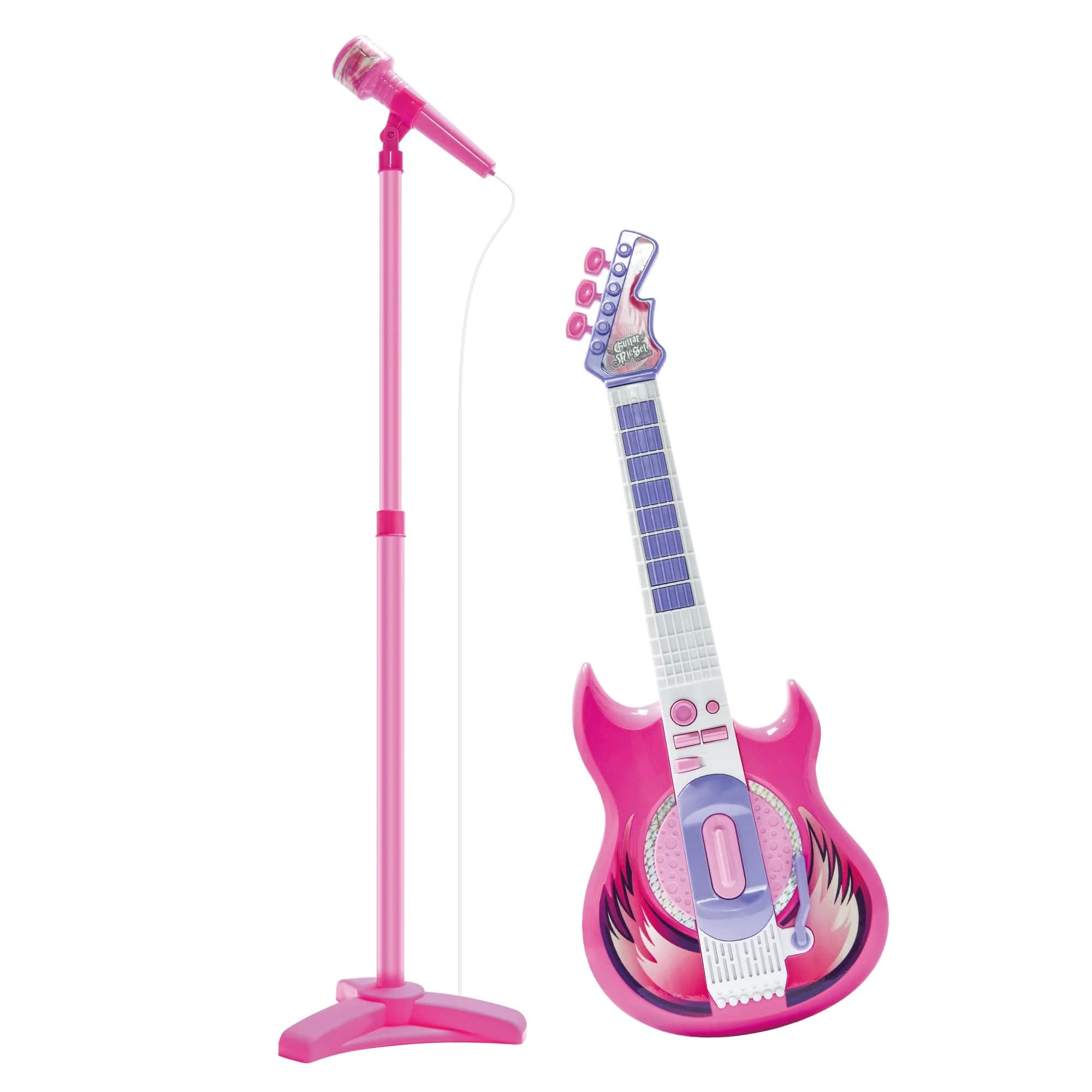 Contixo - TG4 Kids Guitar and Microphone Set - Adjustable Stand, Musical Toy - Pink