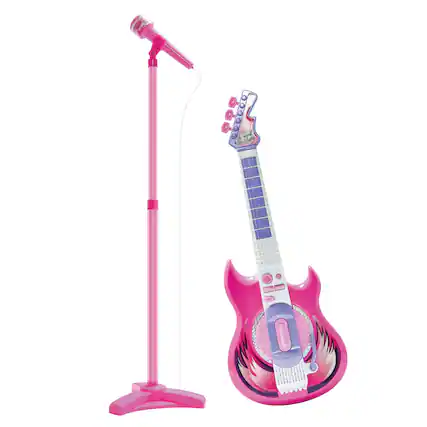 Front. Contixo - Contixo TG4 Pink Kids Guitar and Microphone Set - Adjustable Stand, Musical Toy - Pink.