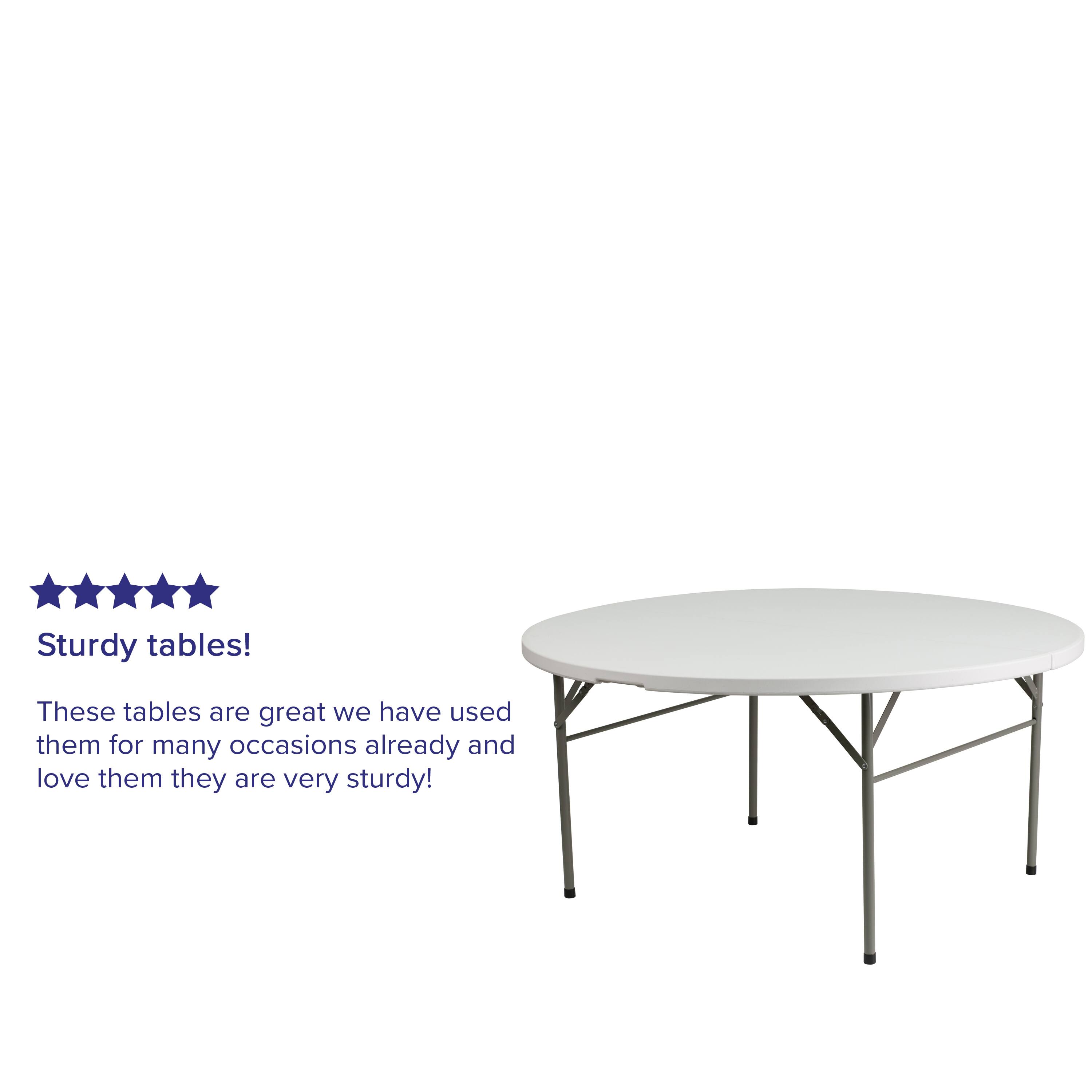 Sturdy tables!  
These tables are great we have used them for many occasions already and love them they are very sturdy!