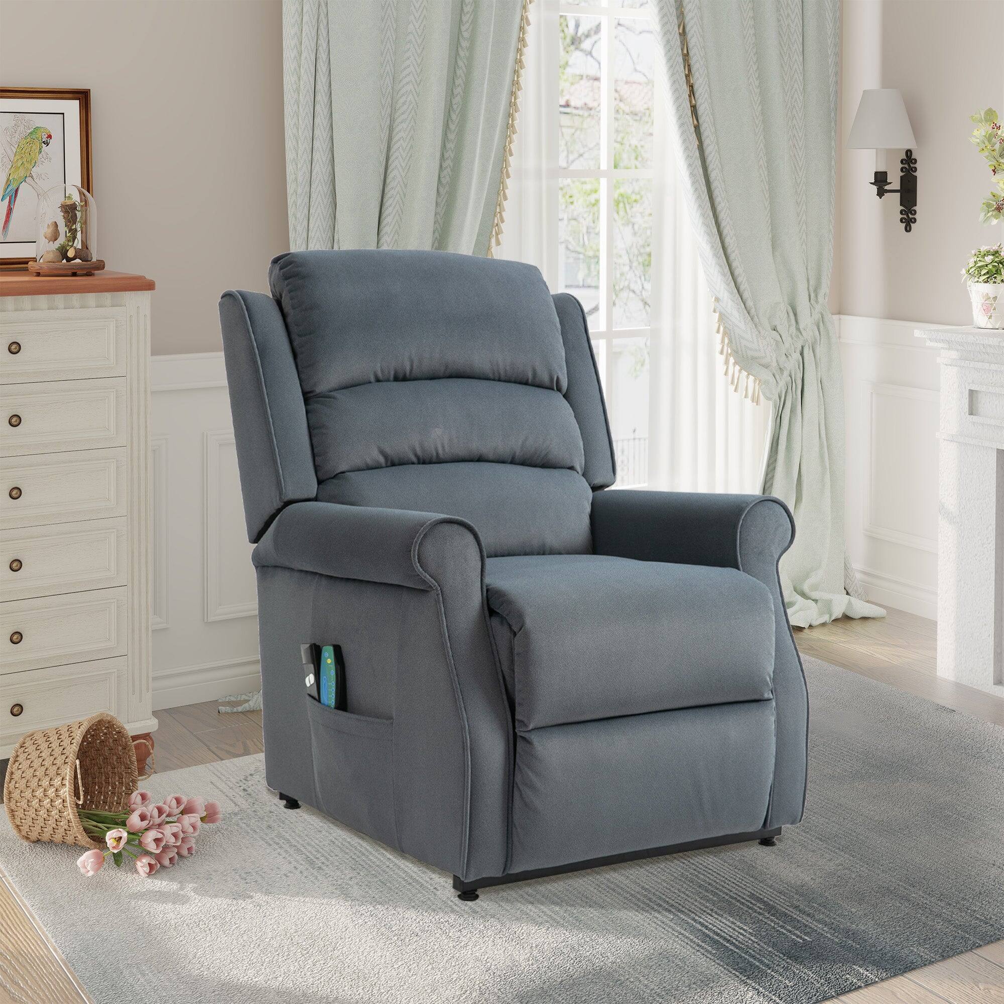 Alt View 2. Boyel Living - Ergonomic Fabric Manual Recliner Chair with Rocker and Swivel for Living Room - Blue.