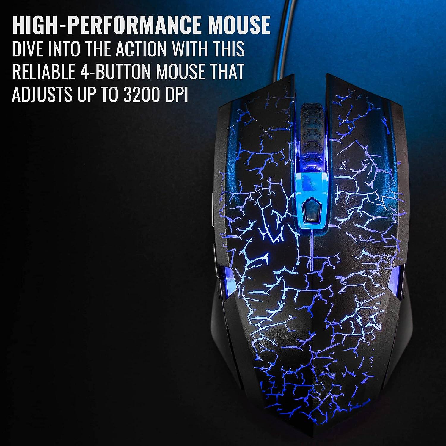 HIGH-PERFORMANCE MOUSE  
DIVE INTO THE ACTION WITH THIS RELIABLE 4-BUTTON MOUSE THAT ADJUSTS UP TO 3200 DPI