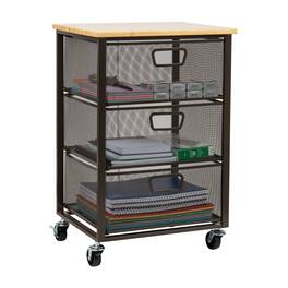 Mind Reader - Cart with Drawers, Laundry Organizer, Storage, Bathroom, Kitchen, Metal Mesh, 15.75"L x 13"W x 24.25"H - Black